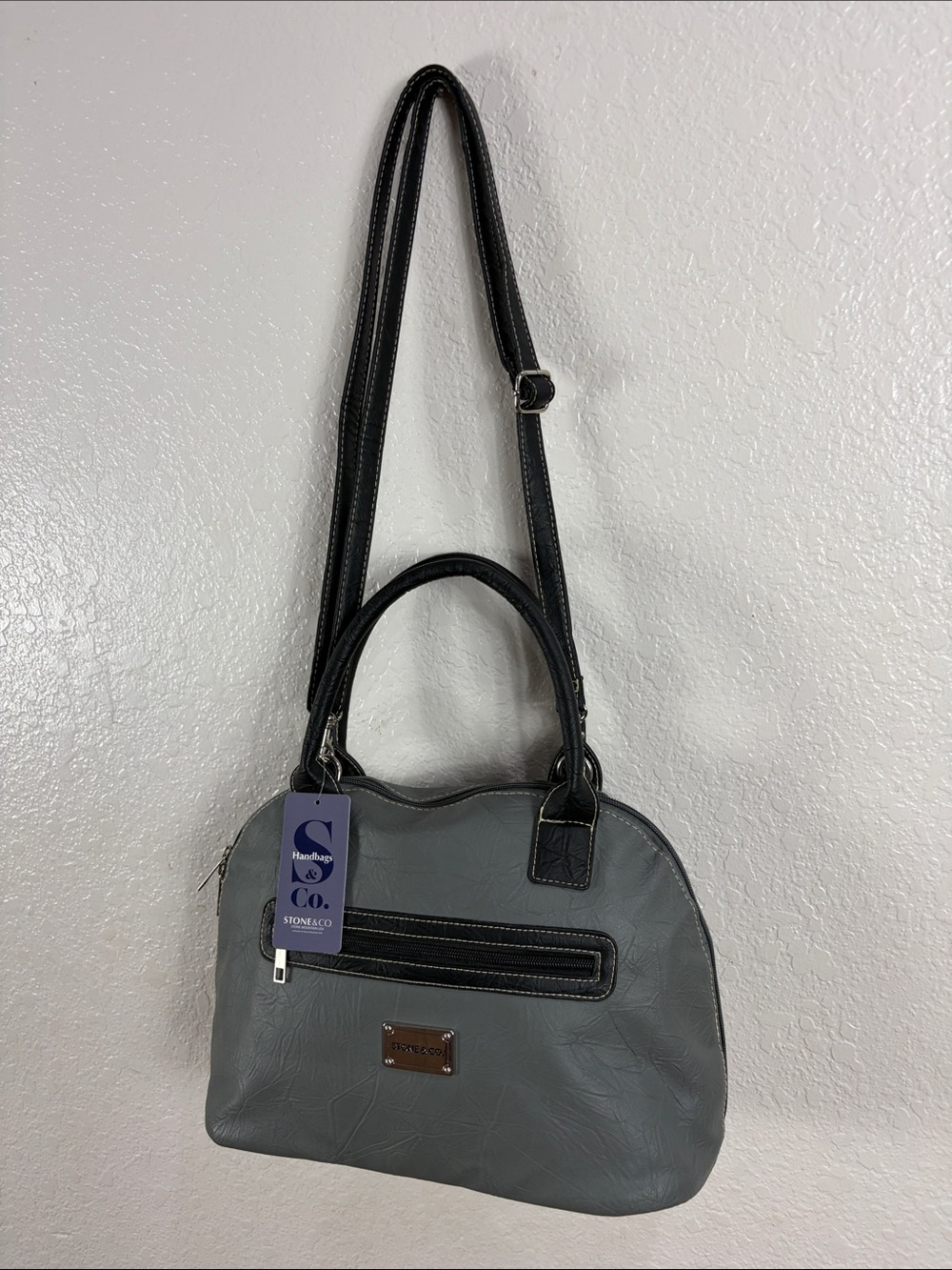 Stone & Co. Gray and Black Women’s Shoulder Satchel - Picture 3 of 17